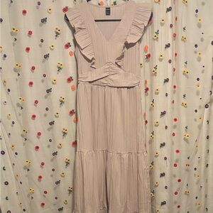 SHEIN Cream Ruffle Maxi Dress